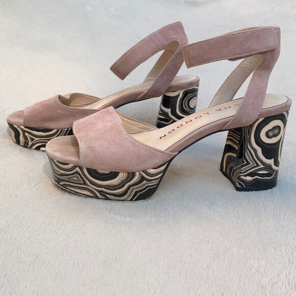 Sacha London Genuine Suede Platform Heel Sandals Sz 7.5 - Picture 2 of 16